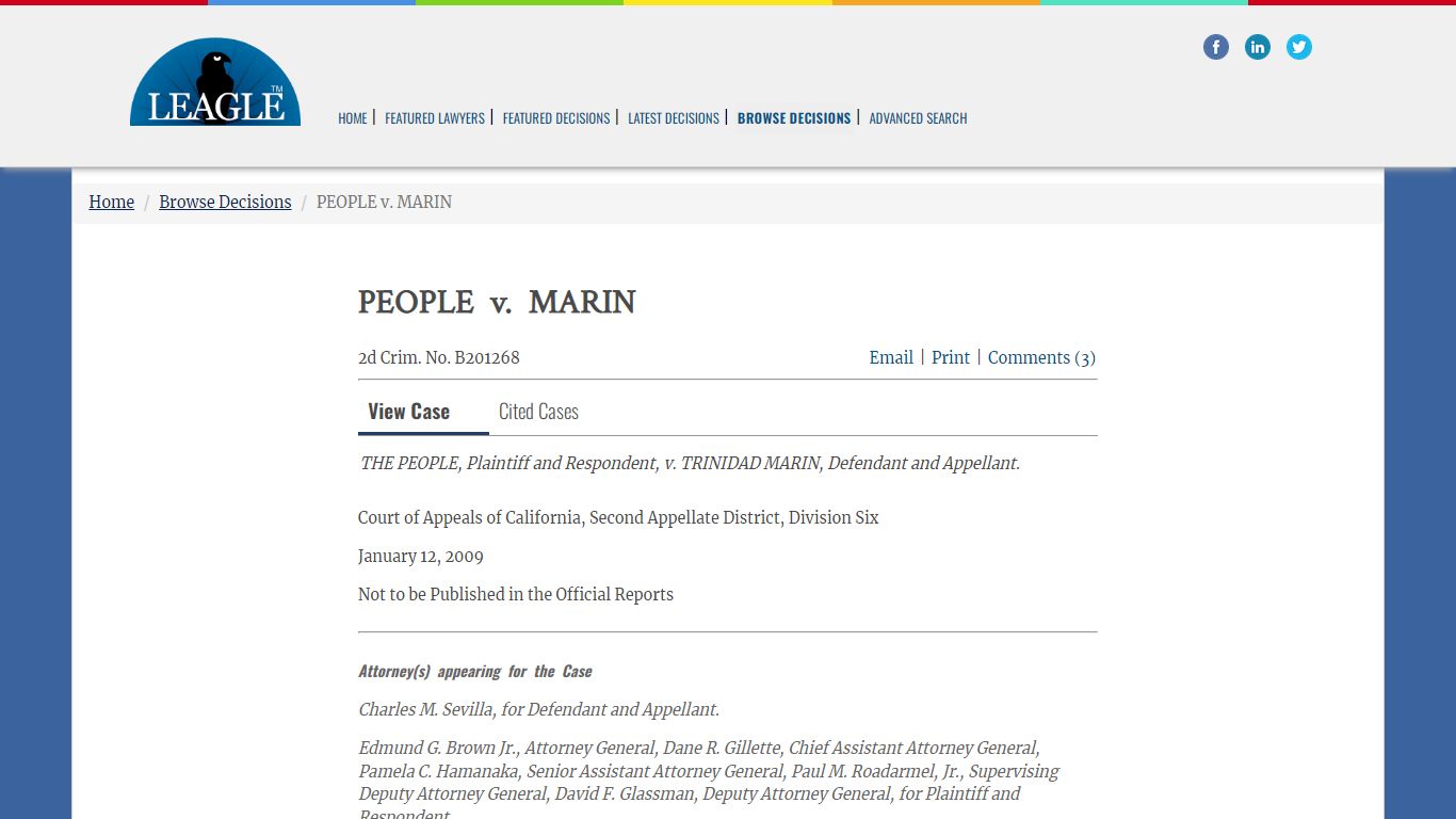 PEOPLE v. MARIN | 2d Crim. No. B201268 | 20090113015 | Leagle.com