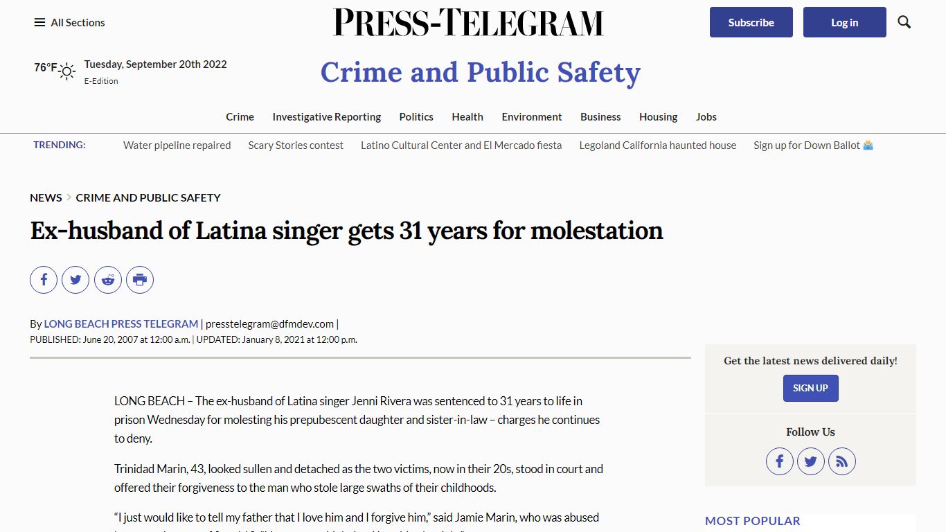 Ex-husband of Latina singer gets 31 years for molestation